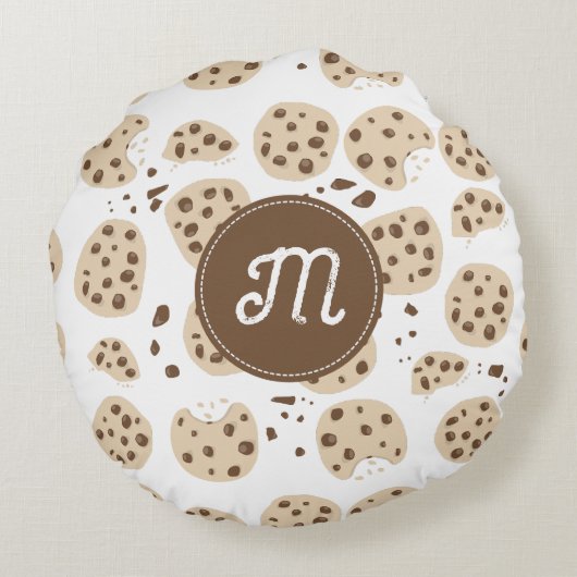 Coussins Ronds Cookies à chips chocolat Motif Monogramme (Dos)