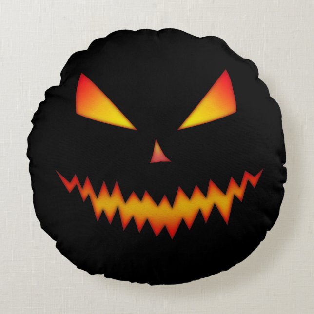 Coussins Ronds Cool effrayant Jack O'Lantern face Halloween (Devant)