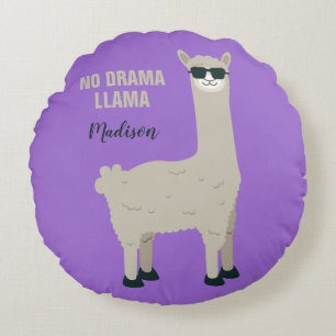 Coussins Ronds Cool Llama personnalisé nom et couleur accent cous