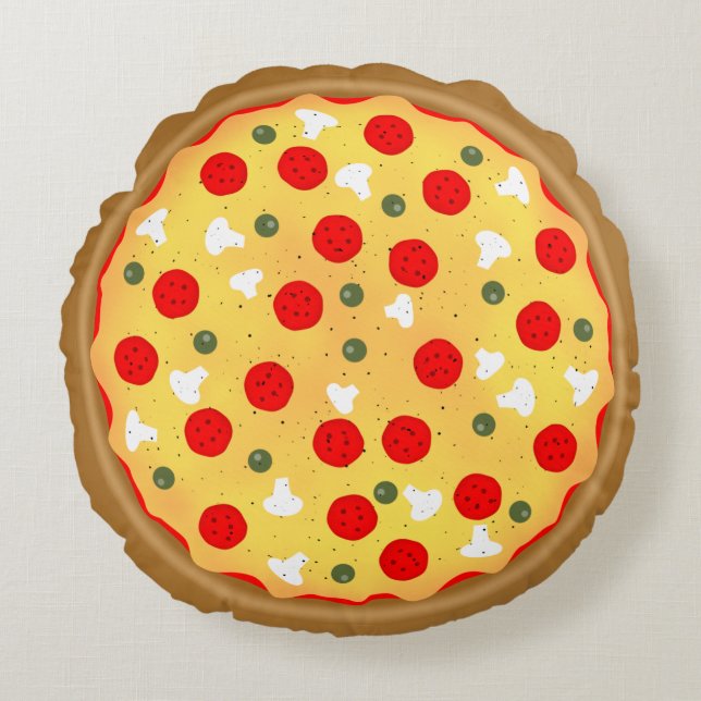 Coussins Ronds Cool plaisir pizza pepperoni champignon (Devant)