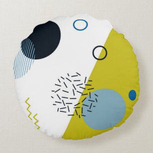 Coussins Ronds Cool, tendance, moderne, vert Memphis