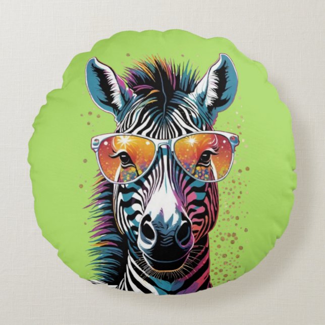 Coussins Ronds Cool Zebra Vibes (Devant)