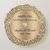 Coussins Ronds Copper Diamonds Noces de Mariage  (Dos)