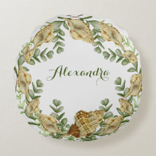 Coussins Ronds Coquille de verdure Coquille de crème marine Coast