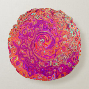 Coussins Ronds Corail Abstrait rétro et spirale de marbre pourpre