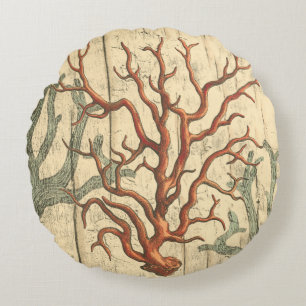 Coussins Ronds Corail en bois et petit