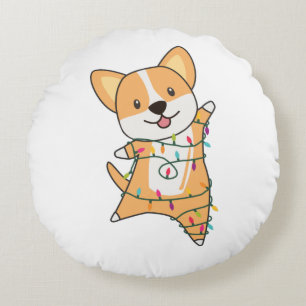 Coussins Ronds Corgi Christmas Snow Winter Animals Corgis Adult C