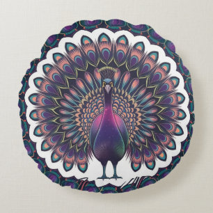 Coussins Ronds Cosmic Peacock Mandala Thlow