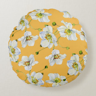 Coussins Ronds Cosmos, aquarelle, transparent, motif floral.