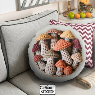 Coussins Ronds Cosy Cottagecore Crochet Panier de champignons