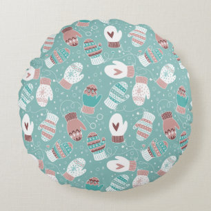Coussins Ronds Cosy hiver Noël Mittens Motif à Mint