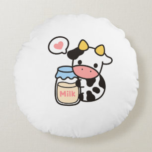 Coussins Ronds Cosy Kawaii Cow & Milk Jar