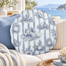Côte Chic Rayures Bleues Coquillages Toile de Jouy