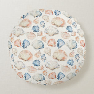 Coussins Ronds Côtière rustique - Coquillages, Starfish, Reef (21