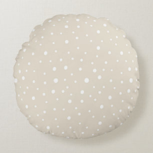 Coussins Ronds Coton de qualité A (16 po) de la Polka d'ivoire
