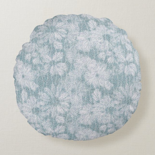 Coussins Ronds Cottage de Comté Velvety Blue Daisy  (Devant)
