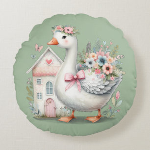 Coussins Ronds Cottage Goose Floral House Scène