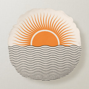 Coussins Ronds Coucher de soleil Abstrait : décoration boho géomé