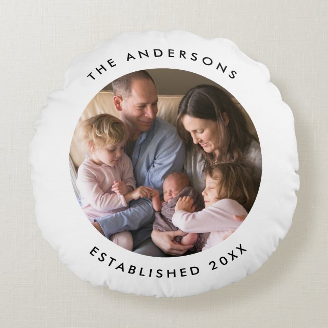 Coussins Ronds Couleur Arrière - plan modifiable Ajouter votre ph (Devant)