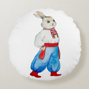 Coussins Ronds Couleur d'eau du costume folklorique ukrainien sty