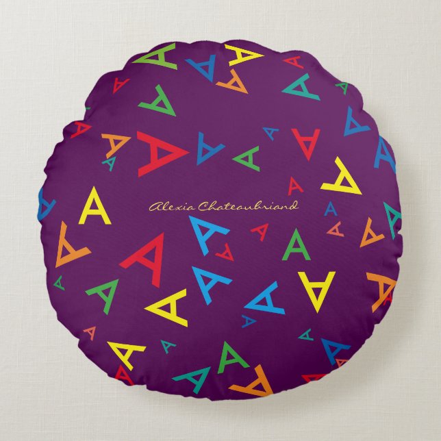Coussins Ronds couleur pattern of initials - personalizepurple (Devant)