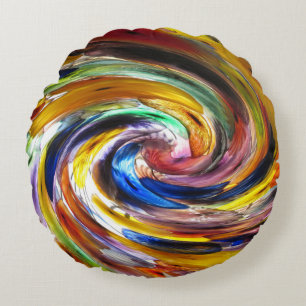 Coussins Ronds Couleur solaire neutre pour le genre, tourbillonné