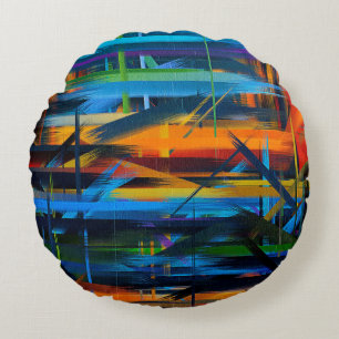 Coussins Ronds Couleurs Abstraites de peinture #36