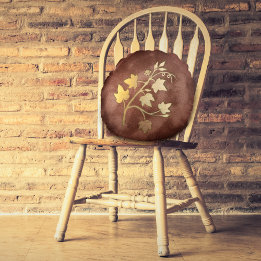 Coussins Ronds Couleurs automnales en velours cosy et branche de