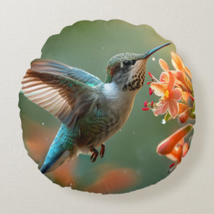 Coussins Ronds Couleurs de colibri au printemps