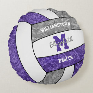 Coussins Ronds Couleurs de l'équipe de volley-ball violet gris