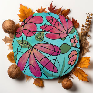 COUSSINS RONDS COULEURS D'EAU NEUROGRAPHIQUES DES FLEURS DE PRINT