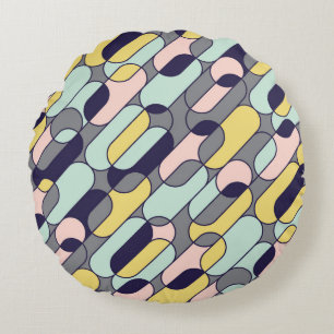Coussins Ronds Couleurs pâles géométriques : Motif rétro