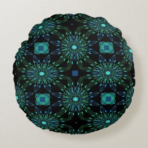 Coussins Ronds Couleurs Peacock Abstraites Coussin-Design 1