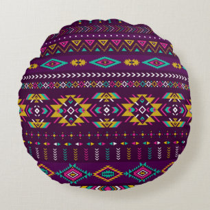 Coussins Ronds couleurs rétro tribus vintage navajo patte sans so