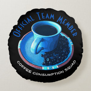 Coussins Ronds Coupe bleue, café noir, soucoupe et haricots