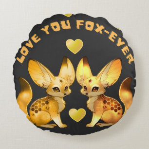 Coussins Ronds Couple de renards Art de la Saint-Valentin
