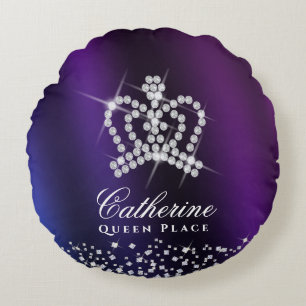 Coussins Ronds Couronne brillante bleu pourpre