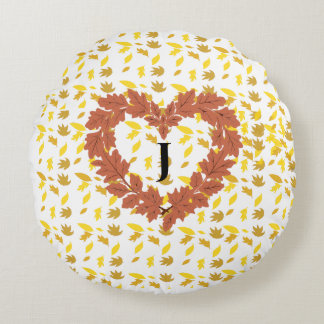 Coussins Ronds couronne d'automne sur son lit de feuilles