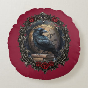 Coussins Ronds Couronne de bibliothèque de l'Académie sombre goth