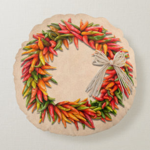 Coussins Ronds Couronne de Ristra du Sud-Ouest du Chili sur un mu