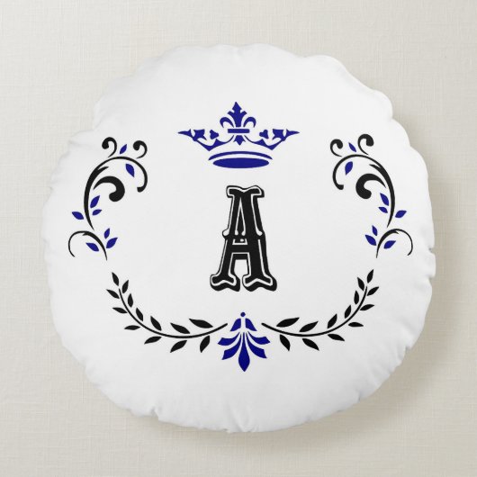 Coussins Ronds Couronne Wreath A Monogramme (Devant)