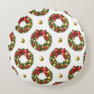 Coussins Ronds Couronnes de Noël