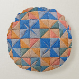 Coussins Ronds courtepoint orange et bleu
