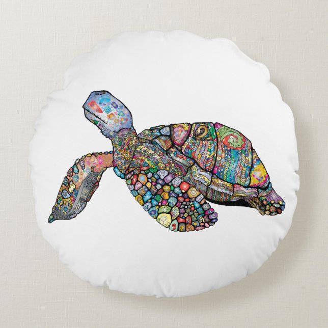 Coussins Ronds Coussin/Coussin de tortue multicolore (Devant)