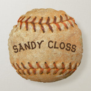 Coussins Ronds Couture rouge Vintage personnalisée de baseball bl