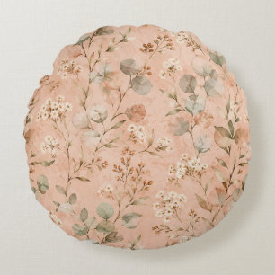 Coussins Ronds Couverture de bébé florale vintage moutarde à moti