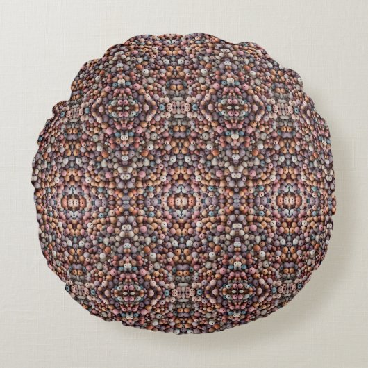 Coussins Ronds Couverture de perles en bois pastel (Devant)