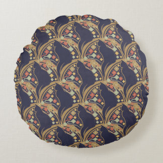 Coussins Ronds Couvertures Sherpa Motif Floral Chat Art Déco