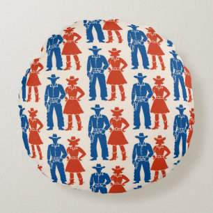 Coussins Ronds Cowboy & Cowgirl Americana