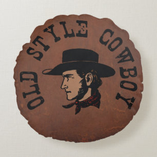 Coussins Ronds Cowboy vintage de style ancien sur le cuir de faux